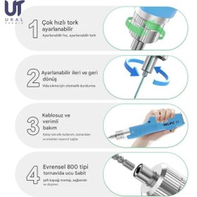 Resim UralTeknik Relıfe E2 Tork Elektrikli Tornavida Vidalama Ayarlanabilir Tork Ve Hız, Cep Tablet Laptop Hassas 