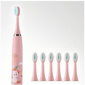 Resim Xindoker 6-12 Yaş Çocuk Elektrikli Fırça: Yumuşak Tüylü, 4 Modlu, Bilimsel Ağız Koruması, Usb Şarjlı + 6 Fırça Başlığı Hediyeli Pembe Tavşan Desenli 