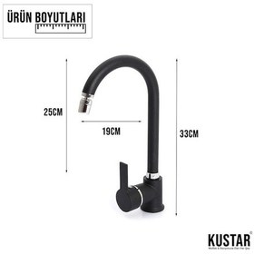 Resim Kustar Inci Siyah Oynar Başlıklı Aç Kapa Mutfak Eviye Bataryası 