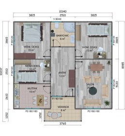 Resim Sismik Prefabrik 96 M2 Prefabrik Ev 