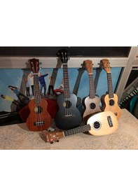 Resim Concert Boy Maun Ağacı Siyah Renk Ukulele Gitar-Kılıflı 