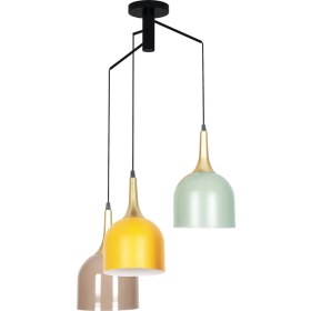 Resim Fer Avize Reina Otantik Tasarım Salon - Cafe - Mutfak - Çocuk Odası Kahve Turuncu Yeşil Renk Mix 3 Lü Avize 