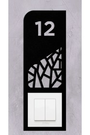 Resim PAŞAOĞLU PLEKSİ SİYAH Ahşap Dekoratif Daire Kapı Numarası Zil Priz Çerçevesi 