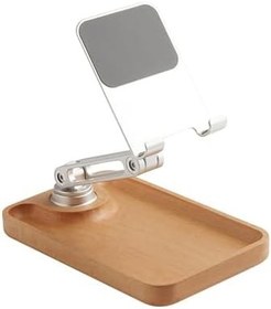 Resim Coverzone Profesyonel Tok Alüminyum Stand Ahşap Tabanlı Business Model A Sınıfı Malzeme Döner Tablet Akıllı Telefon Standı Masaüstü Stand Katlanabilir Cep Telefonu Telefon Tutucu A.Kahverengi TM01 