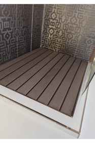 Resim OBERS Iroko Duş Izgarası 80x120cm Ağaç Izgara Ağaç Duş Teknesi Deck Izgara Tik Izgara 