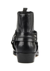 Resim Footcourt Siyah Deri Küt Burun Erkek Motorcu Botu 