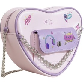 Resim Gadget Gear K-Pop Temalı Pembe Kız Çocuk Kalp Çanta - Zincir Askılı Ön Cepli Omuz ve Çapraz Çanta 