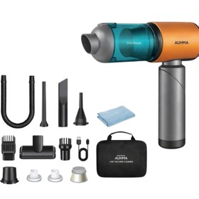 Resim AHV-27 Şarjlı Araç İçi Süpürge Taşınabilir Çantalı Metal Filtreli Ve 2 Adet Yedek Filtreli Katlanabilir 20.000Pa Vakum Üfleme Özellikli 3 Kademeli Araç Süpürgesi 