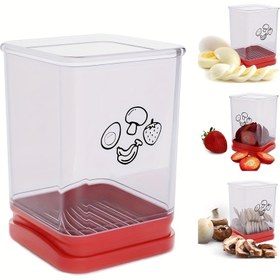 Resim 2'si 1 Arada Manuel Sebze Hızlı Doğrayıcı & QuickSlicer Kupa, Dayanıklı Paslanmaz Çelik Bıçaklar, Bulaşık Makinesinde Yıkanabilir, Taşınabilir Çok Fonksiyonlu Mutfak Aracı Dilimleme ve Küp Şeklinde Kesme İçin - Soğan, Mantar ve Daha Fazlası İçin Mükemmel, Sebze Dilimleyici ve Doğrayıcı 