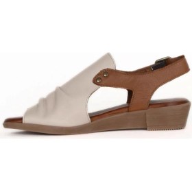 Resim Bueno Shoes Gri Deri Kadın Düz Sandalet 