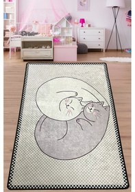 Resim Katt Çocuk Halısı Djt Bebek Halısı, Çocuk Halısı Çok Renkli 