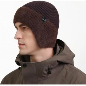 Resim Elmpaly Gri Erkek Kışlık Örgü Kulaklı Bere Ayarlanabilir Başlık Gri 