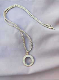 Resim GEZERGOLD TAKI Çeyrek Kolye 55 cm Halat Zincir Burgulu Altın Kaplama Zirkon Taşlı 