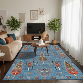 Resim Mavi Zeminde Hayat Ağacı - KL 462 - 230x330 cm 