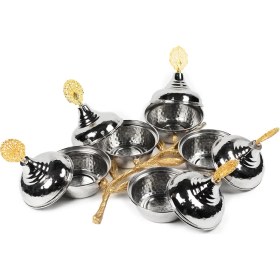Resim Antep Sepeti Bakır Dövme 5'li Gümüş Kaplama Mutfak Seti 