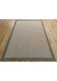 Resim Çam Halı Sisal 9213 Gri / Beyaz Bordürlü Jüt Sisal Kilim 