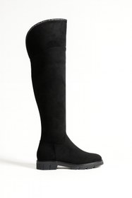 Resim Giydim Gidiyor Tuya Süet Diz Üstü Uzun Çizme Siyah 