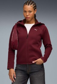Resim EVOSTRIPE Full-Zip Hoodie Bordo Kadın Fermuarlı Sweatshirt 
