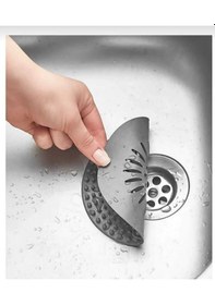 Resim Yuvarlak Süzgeçli Silikon Mutfak Lavabo Ve Küvet Süzgeci Gider Süzgeci Gri 