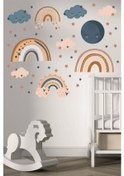 Resim Gökkuşağı Bulut Çocuk Odası Duvar Sticker Dekorasyon Seti Model 2 Karışık - Çok Renkli 