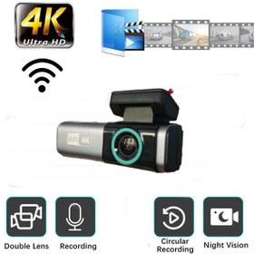 Resim 4k Ultra Hd Araç İçi Kamera Kayıt Cihazı Gps Wifi Geri Kamerası 