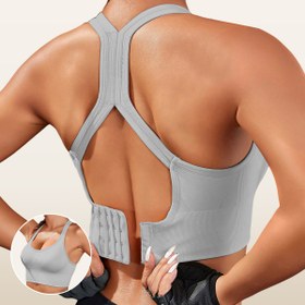 Resim 1 adet Kadın Spor Sütyeni Çıkarılabilir Pedlerle - Nefes Alabilir, Kaymaz Spor Yoga Yeleği, Örme Naylon Kumaş, Tellersiz, Düz Renk, Yetişkin Atletik Tank Üstü 