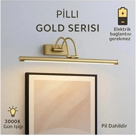 Resim Pilli Gold Gün Işığı ve Beyaz Işık Duvar Apliği Banyo Aydınlatma Ayna Üstü LED Tablo Aplik A+ Loş Işık 3000K, 
