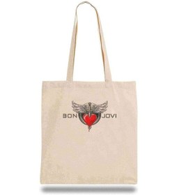 Resim Bez Çanta Bon Jovi Logo Bej 