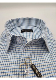 Resim Regularfit Mavi Kareli Erkek Gömlek Likralı Kesim Yapısıyla Ar045085-01 Koyu Mavi 