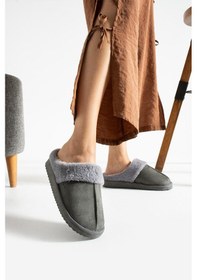 Resim Unisex Peluşlu Ev Terliği Füme 