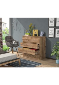 Resim Mbes Mobilya 80'Lik Şifonyer Atlantik Çam 4 Çekmeceli 