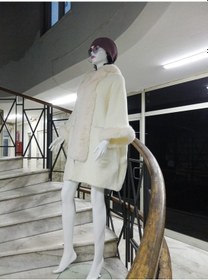Resim Bohem Stil İtalyan Angora Cepli Kapüşonlu Kürklü Kaban 85 Cm -8901 Ekru 