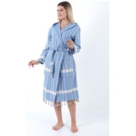 Resim Sunaz Peştemal Bornoz Mavi 