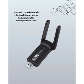 Resim Fantastik Store Yüksek Hızlı 1200 Mbps Çift Bant USB Wifi Adaptör – Güçlü Sinyal, Geniş Uyumluluk - Lisinya 