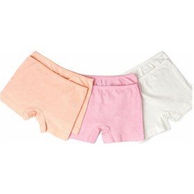 Resim İncili 6'lı Set Kız Çocuk Boxer Raporlu Ribana 2 Ekru - 2 Pembe - 2 Şeftali Rengi Çok Renkli 