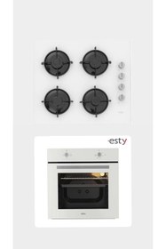Resim Esty İkili Beyaz Cam Ankastre Set (ACO5335W01 - AEF6601W04) 