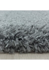 Resim Yuvarlak Halı Yumuşak Süpersoft Yüksek Tüylü 30 Mm Hav Yüksekliğinde Düz Açık Gri Renkli Shaggy Halı 