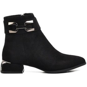 Resim Feles Bilek Toka Detaylı Klasik Düz Taban Kadın Bot 001 