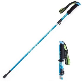 Resim Katlanabilir Trekking Yürüyüş Batonu 105-125cm Hafif Karbon Çelik Mavi 