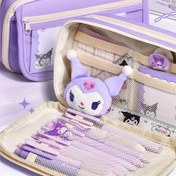 Resim Sanrio Mor Kurumi Kalem Kutusu, Büyük Kapasiteli 9 Katlı Karakterli Fermuarlı Kırtasiye Organizatörü, Okul ve Ofis Malzemeleri İçin Uygun, Temel Okula Dönüş Hediyesi 
