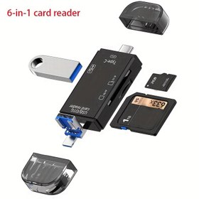 Resim 6'sı 1 Arada USB C OTG Kart Okuyucu, TF/SD Kart Okuyucu, Seyahat Fotoğraf Paylaşım Aracı, Film İzleme Aracı, Dayanıklı ABS Malzeme 