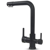 Resim Su Arıtma Cihazı İçin 3 Yollu Oval L Borulu Siyah Musluk 