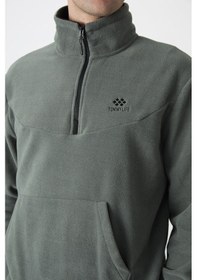 Resim Tommy Life Çağla Yarım Fermuar Dik Yaka Lastik Paça Polar Erkek Eşofman Takımı - 85159 Yeşil 