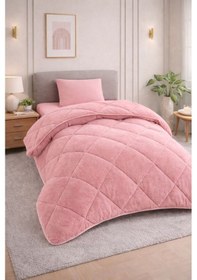 Resim Formeya Lüx Çift Taraflı Welsoft Tek Kişilik Yorgan Pudra 