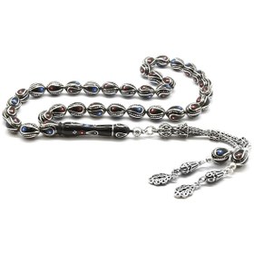 Resim 925 Ayar Gümüş Püsküllü Gümüş-Firuze-Mercan Arpa Kesim Erzurum Ol N11.981 