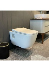 Resim Turkuaz Cerastyle Aqua Rimless Kanalsız Asma Klozet ve Gömme Rezervuar Tam Set 