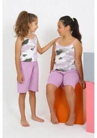 Resim Akbeniz Kız Çocuk İp Askılı Şortlu Penye Lila Pijama Takım 20430 