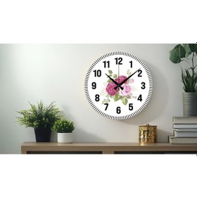 Resim Y Dekoratif Türkçe Rakamlı Uv Baskılı Duvar Saati Sessiz Akar Mekanizma Metal Akrep Yelkovan Pembe 