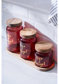 Resim Acar Pierre Akasya Kapaklı Kavanoz Seti Kırmızı 