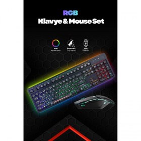 Resim CONCORD C-66 Gaming Işıklı Chocolate Q Klavye Style & Mouse 